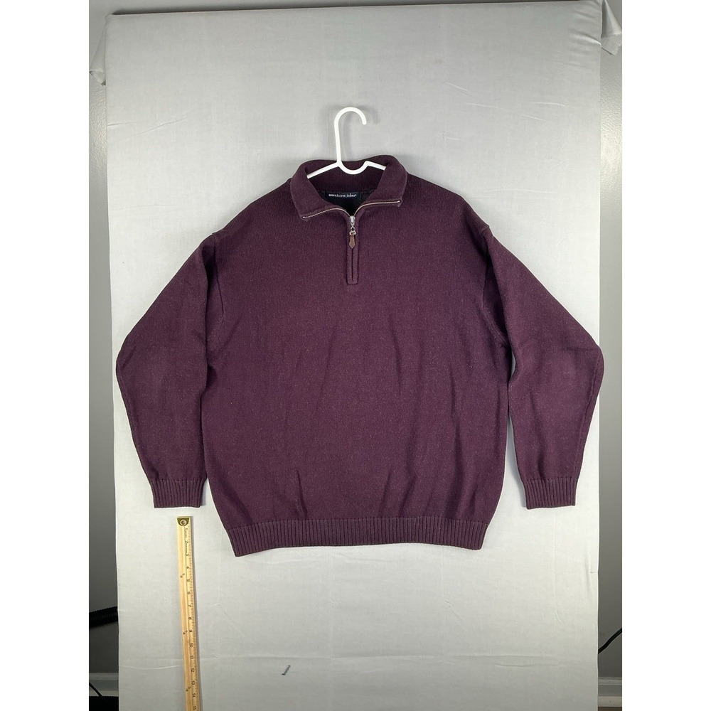 Northern Isles Mens XL Burgundy 1/4 Zip Sweater 100% Cotton Pullover Knit
